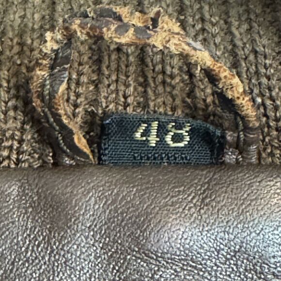 Vintage 80s Brown Leather Bomber Racing Jacket & Removable Faux Fur Liner L/48 - Picture 3 of 16